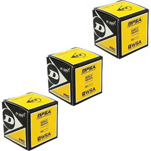 Dunlop Squashball (3x) Pro (doppelter gelber Punkt)